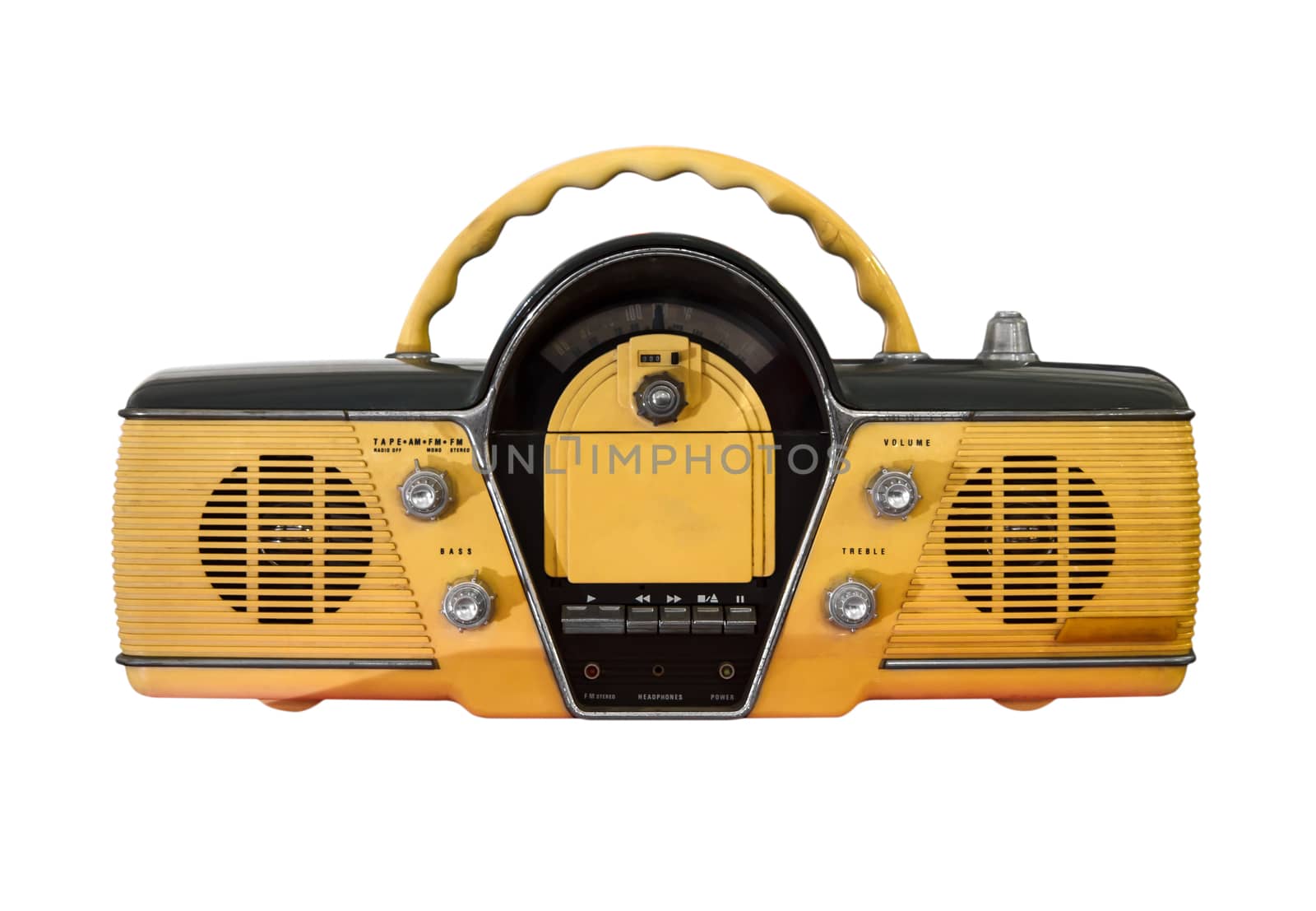 yellow retro radio isolated