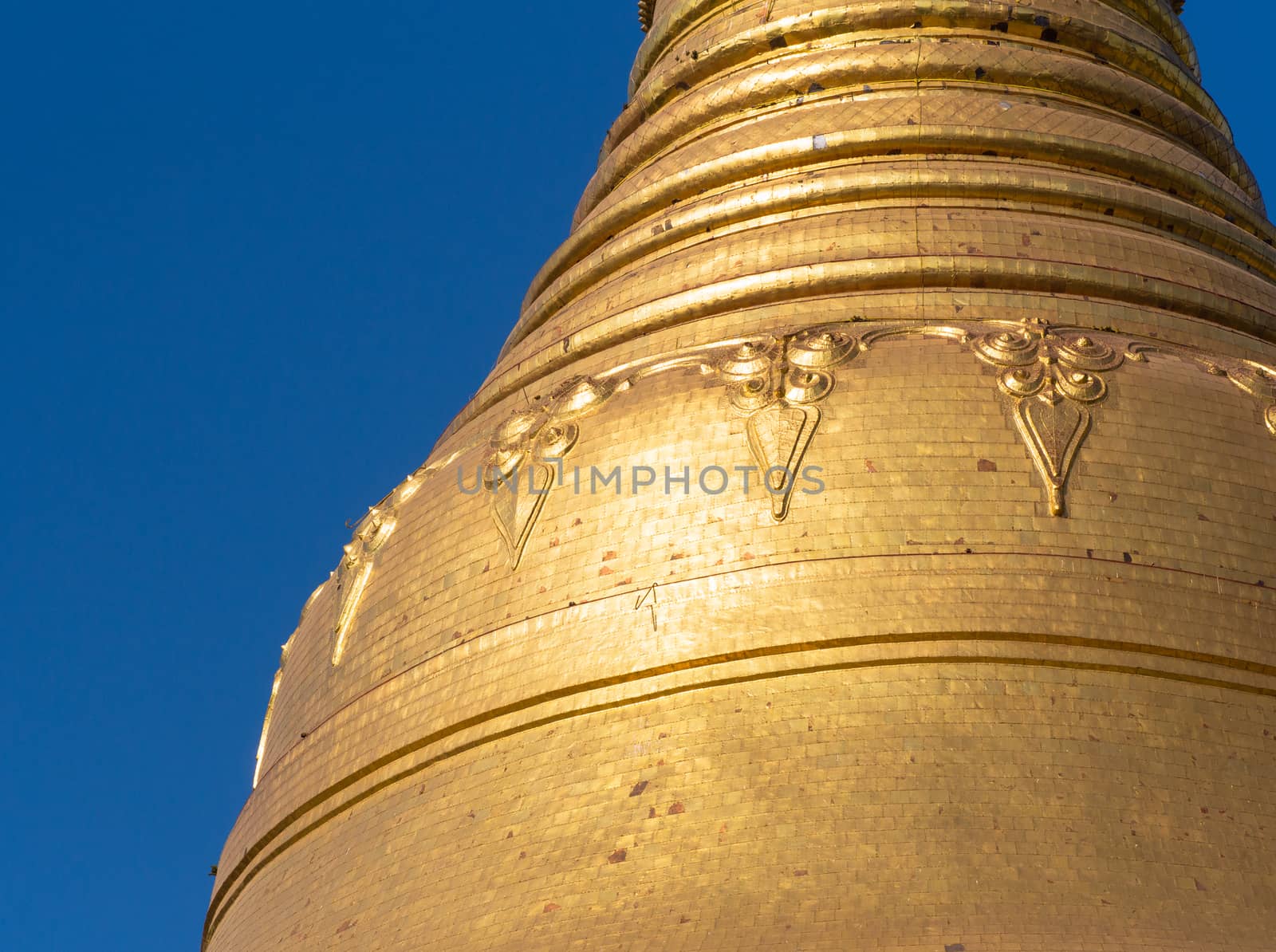 Detail of the Shwedagon Pagoda in Yangon, the capital of Republic of the Union of Myanmar.