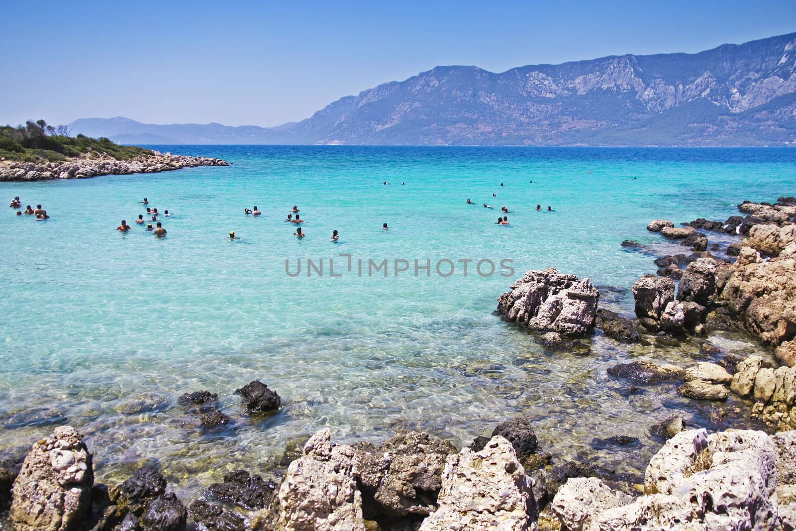 Exotic tropical paradise island with blue water