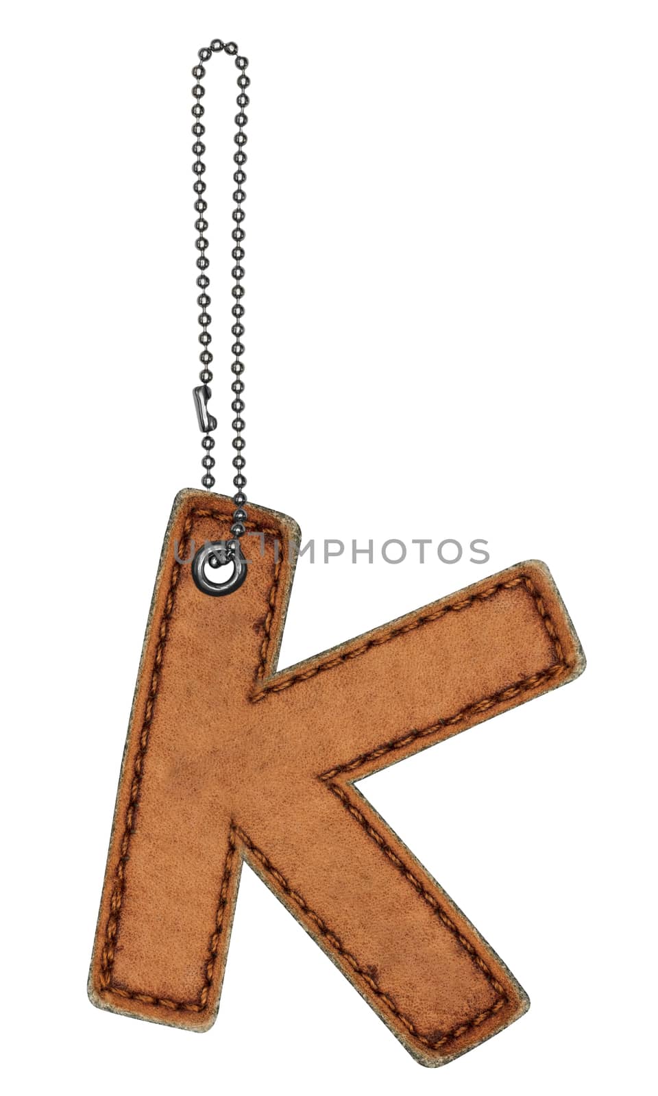 Leather alphabet with chain isolated on white
