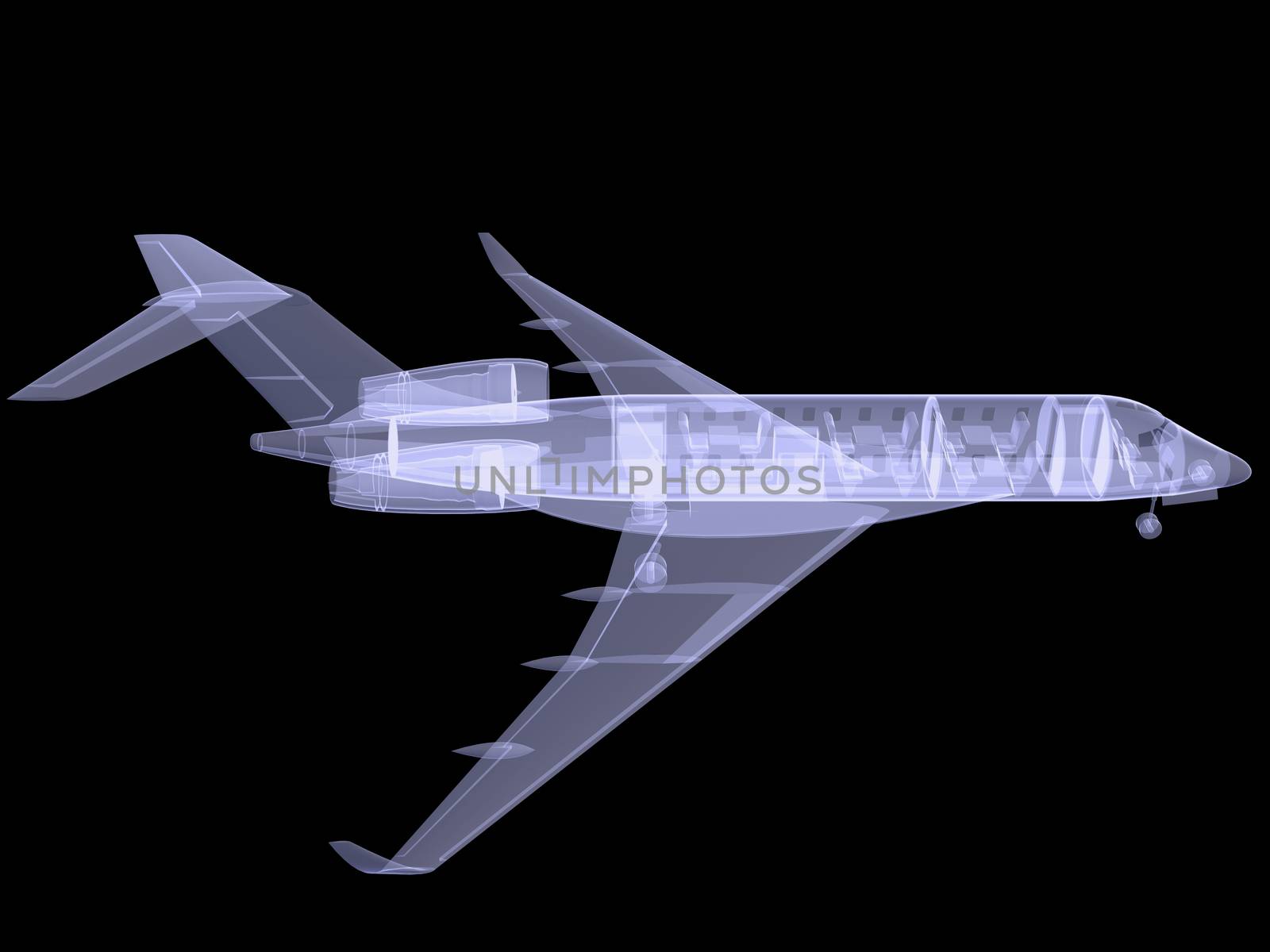 Plane with internal equipment. X-ray image by cherezoff