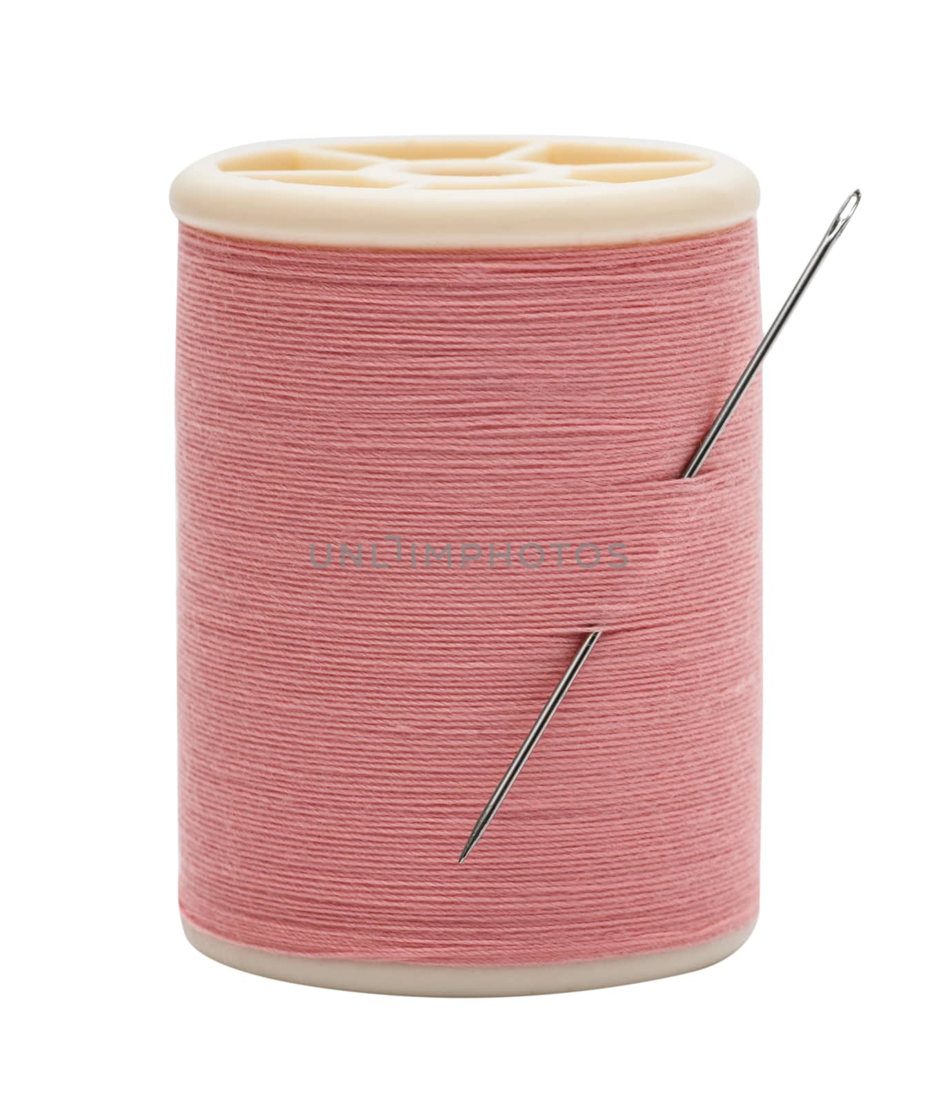 thread with needle isolated on white