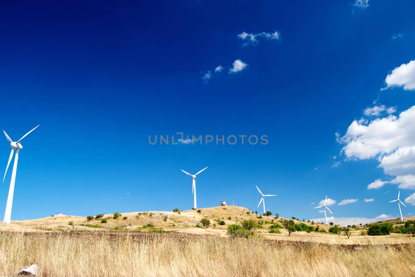 Wind farm over the hills