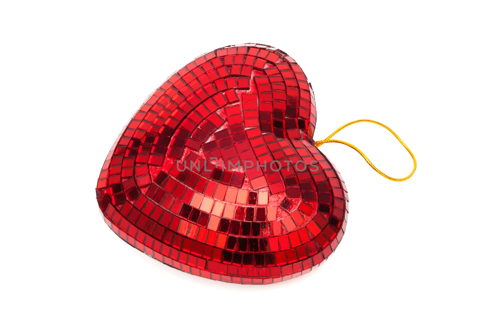 red heart as a decoration on white background