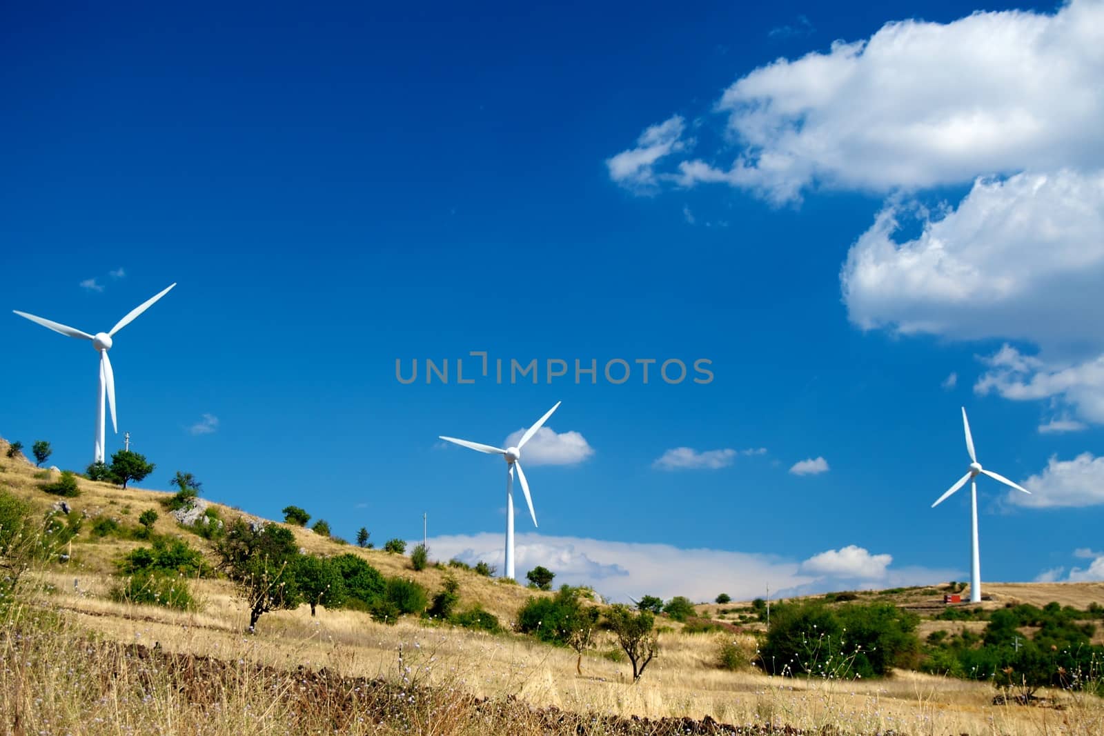 Wind farm over the hills