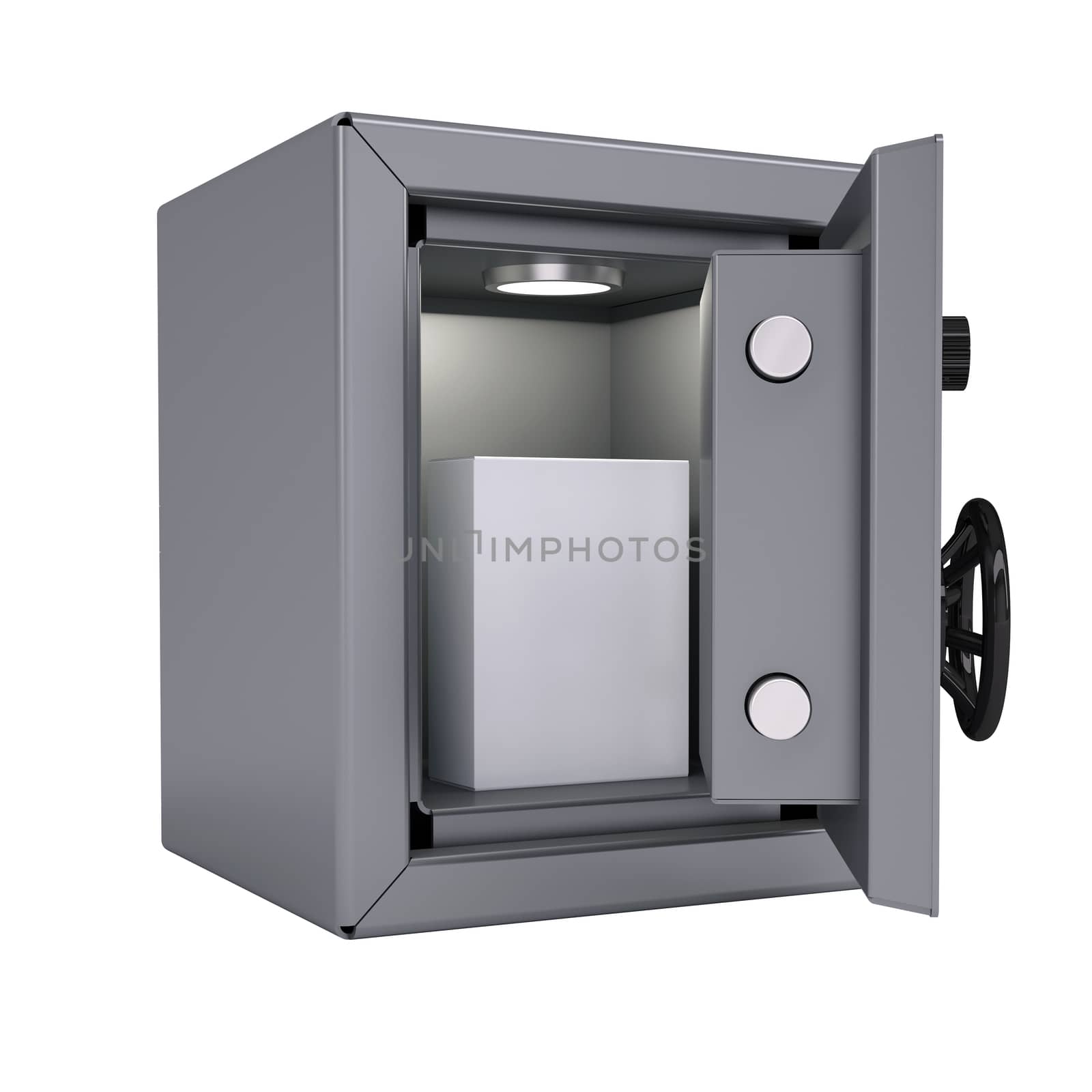 White box in an open metal safe by cherezoff