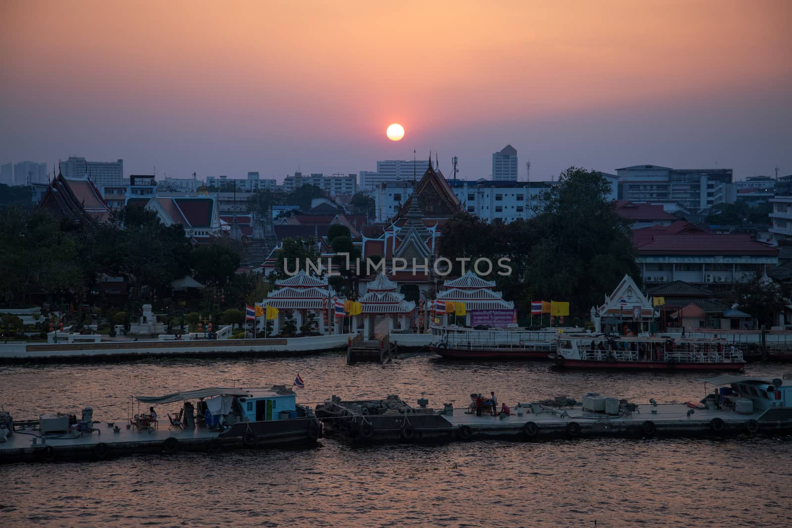 View of the Chao Phraya River in Bangkok, Thailand by jakgree