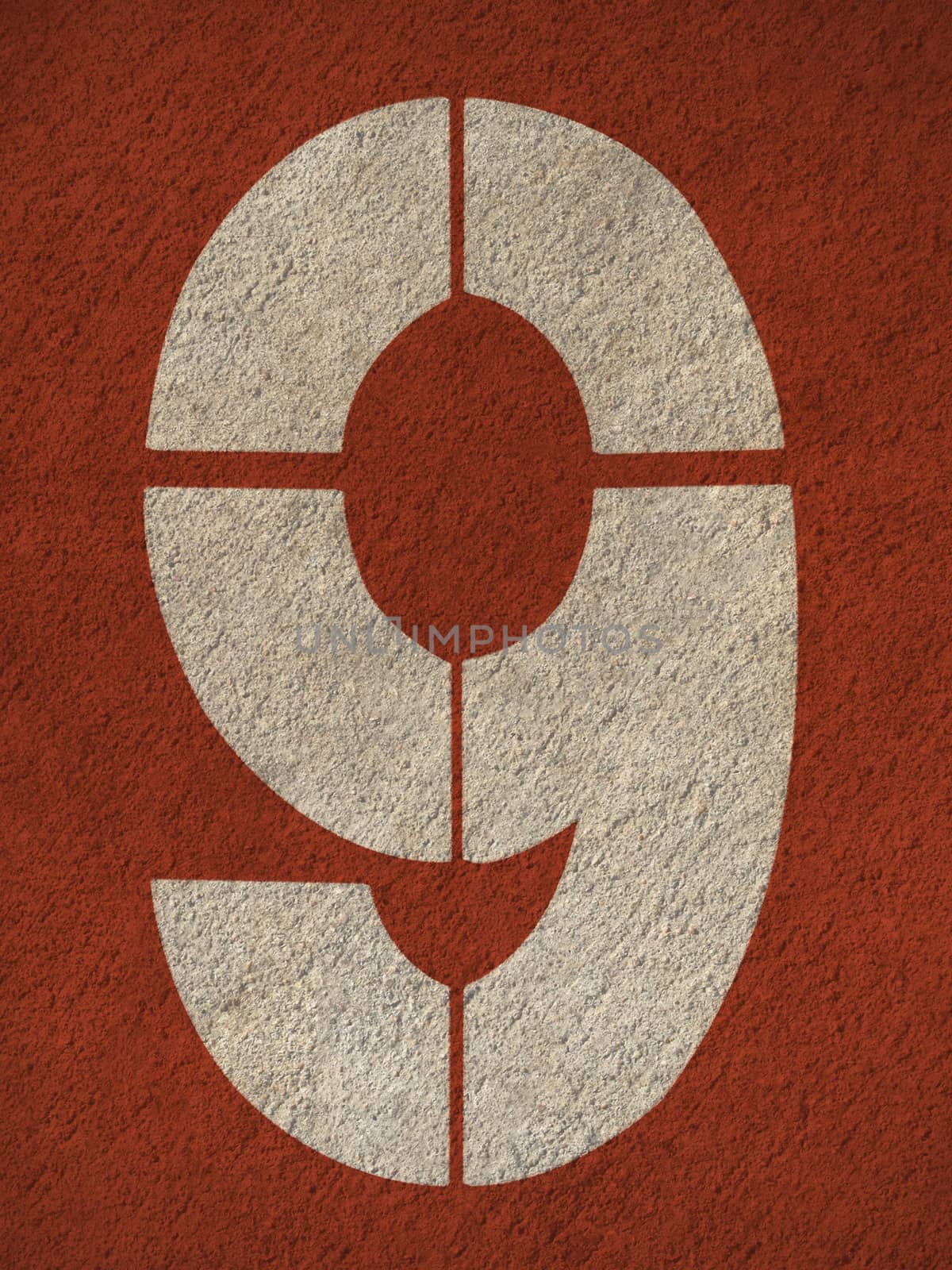 Numbers on red running track