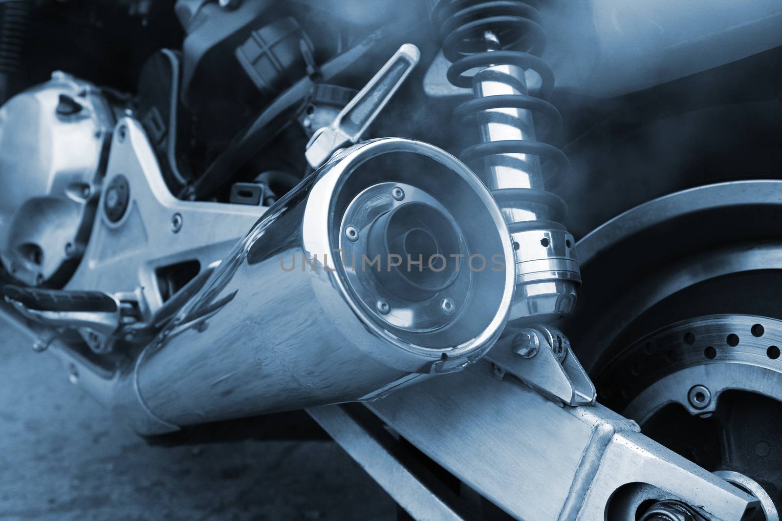 The working muffler of a modern motorcycle