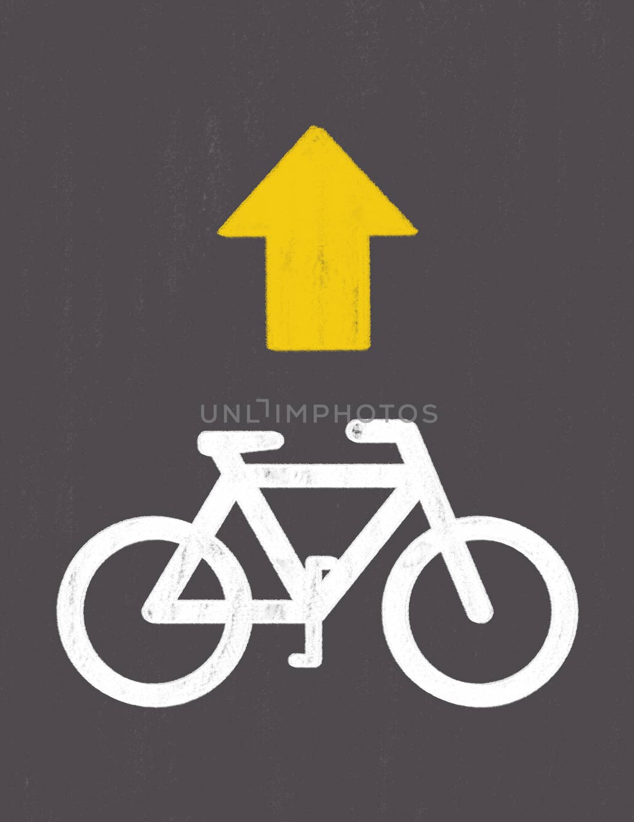 grunge Bicycle Road Sign drawing by pastel on charcoal paper