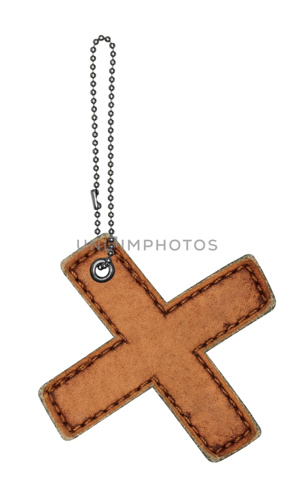 Leather alphabet with chain isolated on white