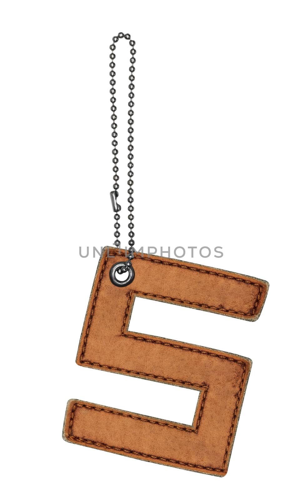 Leather alphabet with chain isolated on white