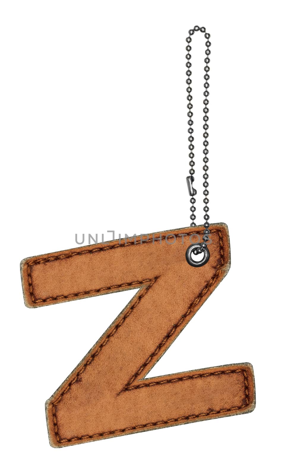 Leather alphabet with chain isolated on white