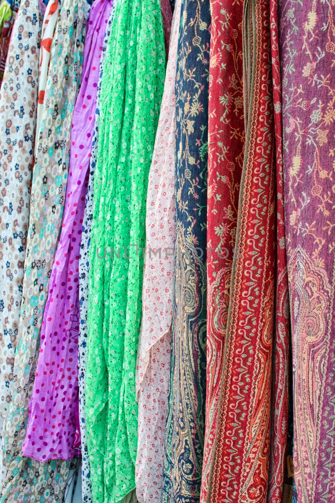 Silk scarfs for sale in a local market