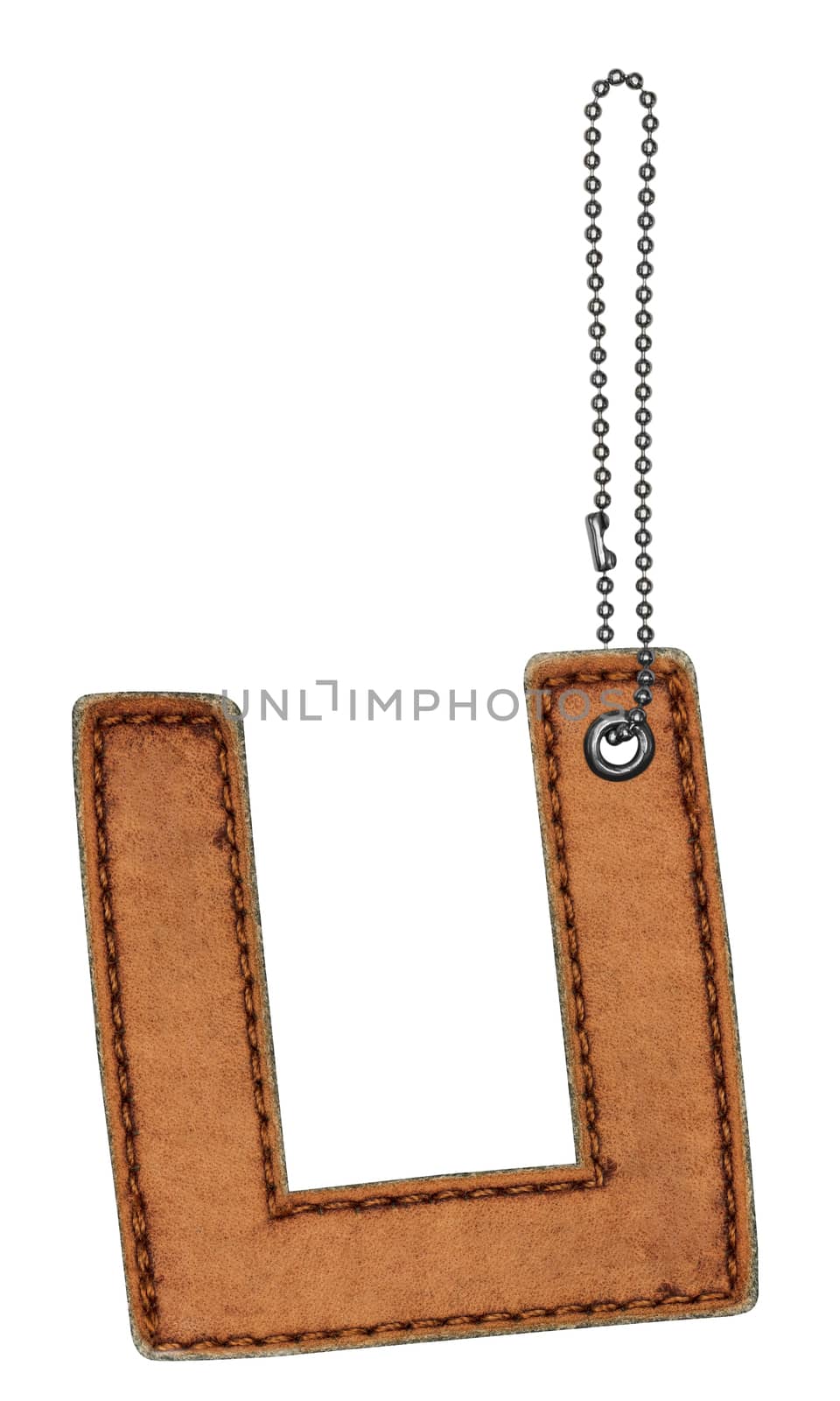 Leather alphabet with chain isolated on white