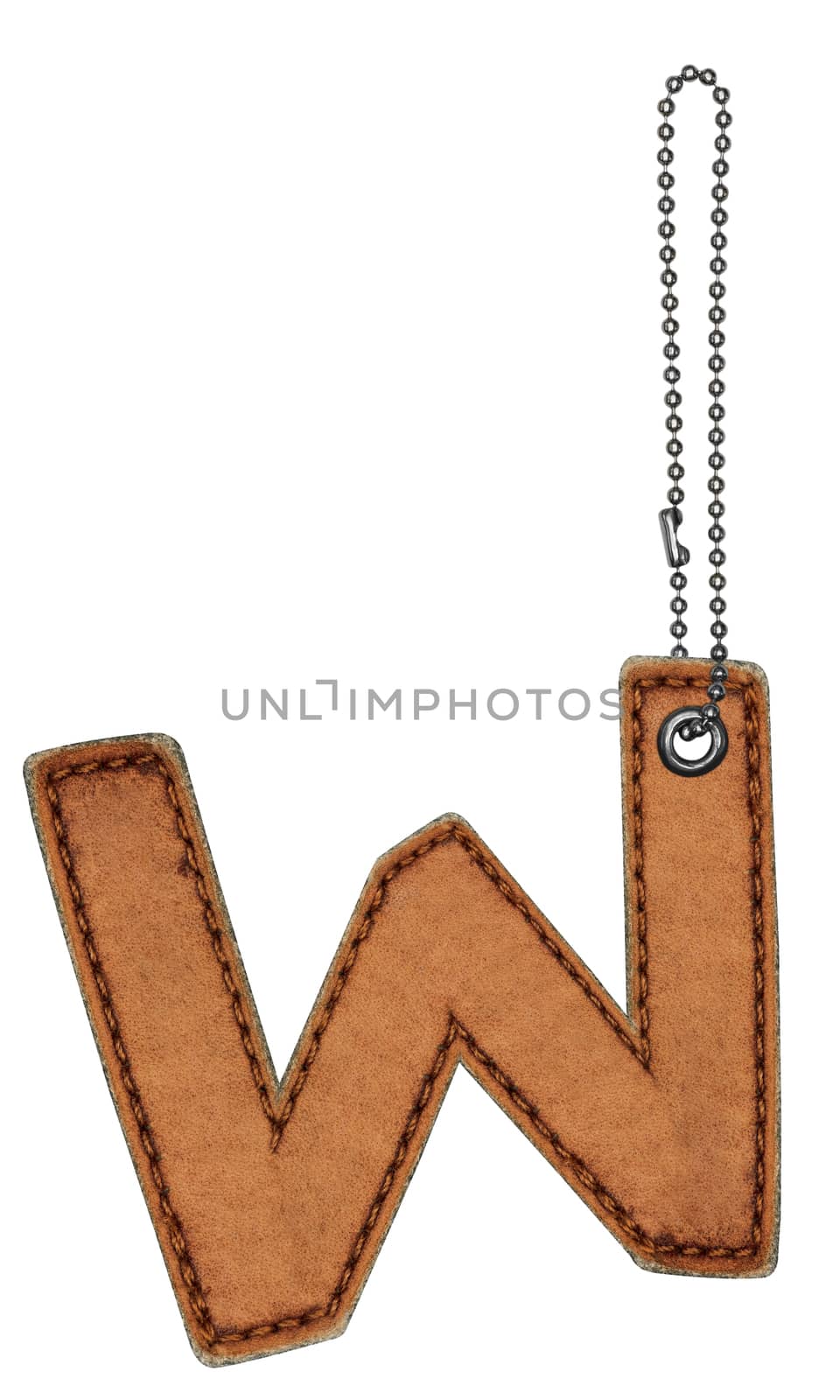 Leather alphabet with chain isolated on white