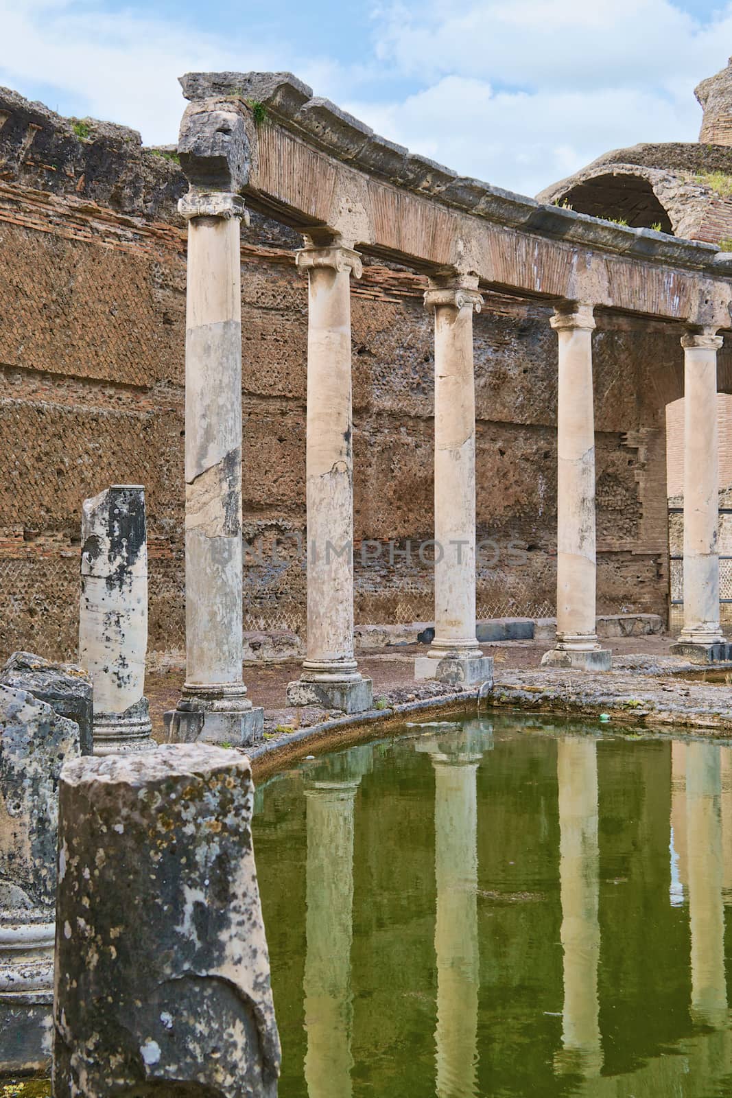 View of Villa di Adriano ruins in Tivoli, Italy