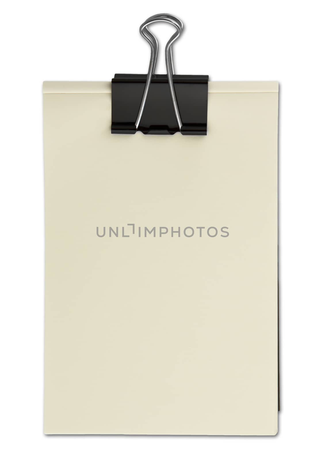 Black clip and White blank note paper