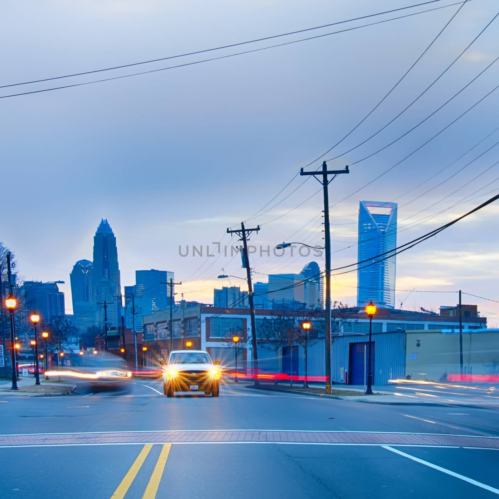 charlotte nc skyline early in the morning