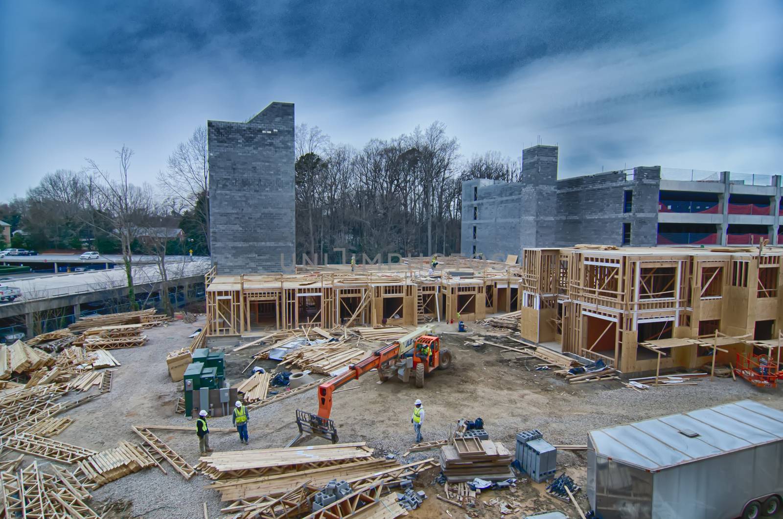 busy construction site in a city