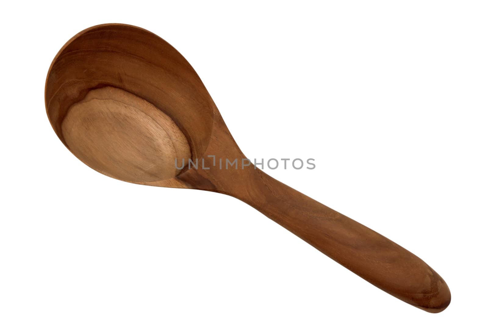 Big brown wooden spoon isolated on white