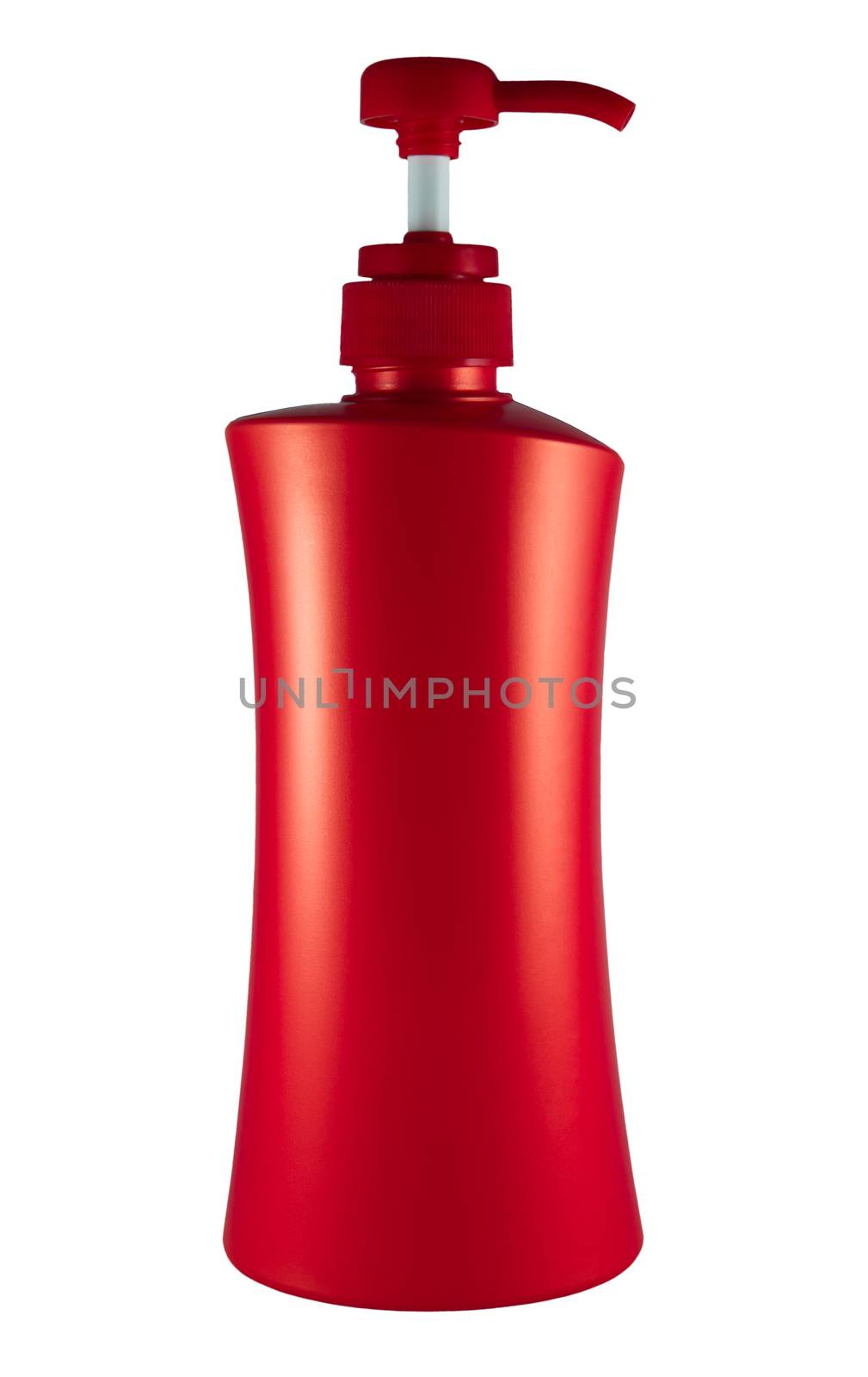 Plastic bottle of skin care product on white background