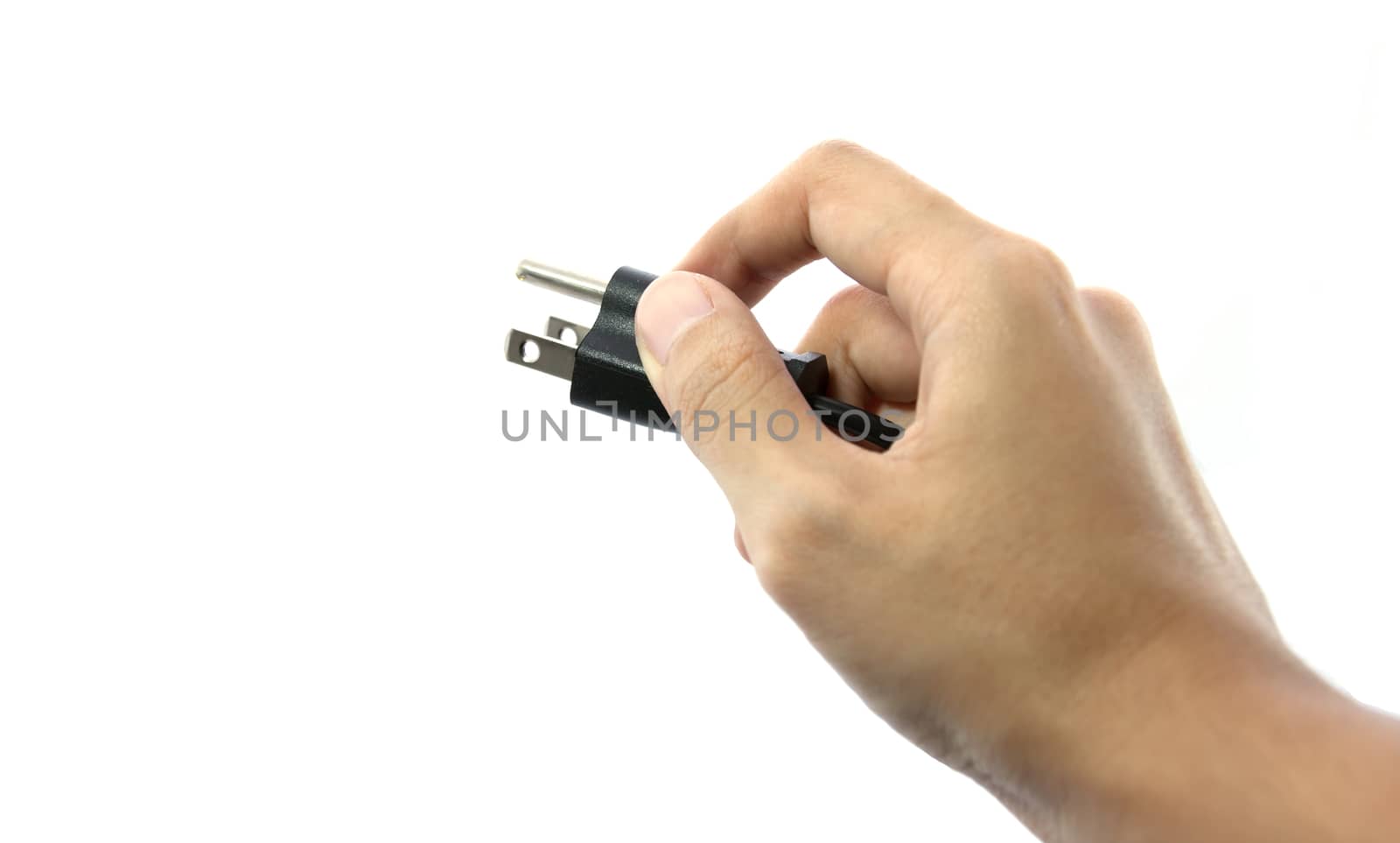 hand hold a plug