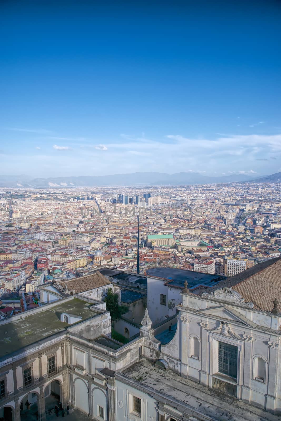 Panoramic view of Naples town and Gulf from Sant Elmo Castle