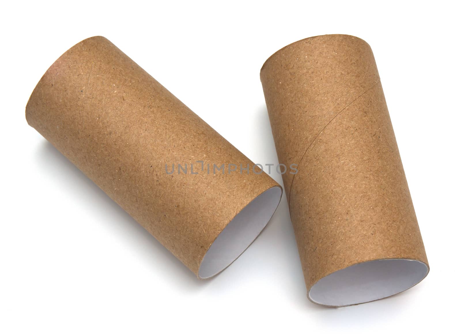 empty paper roll of bathroom on white background
