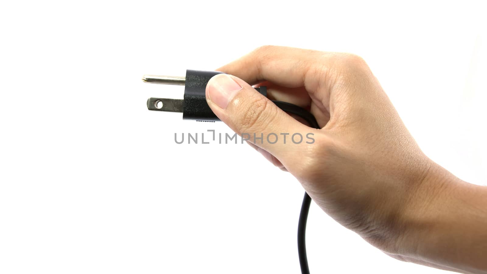 hand hold a plug