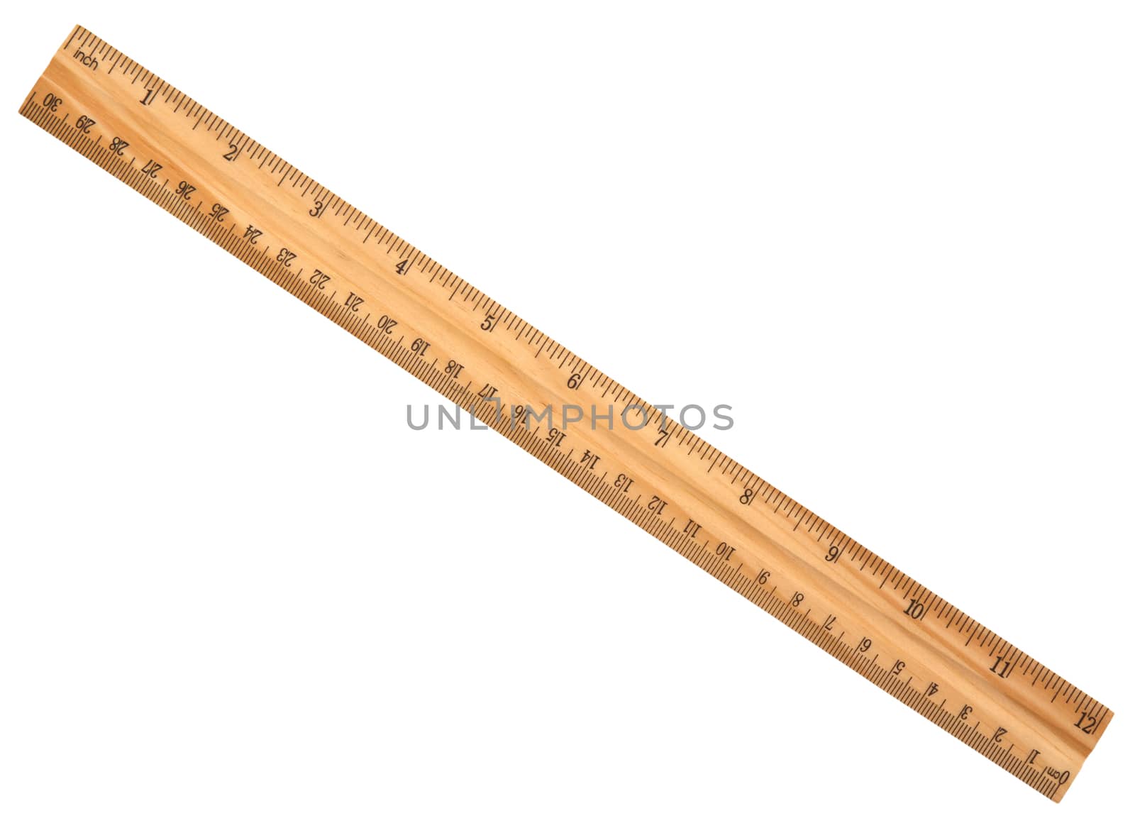 A wood ruler isolated over a white background