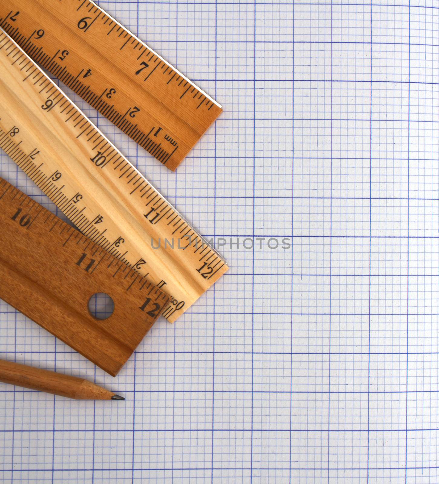 Millimeter paper, ruler and pencil