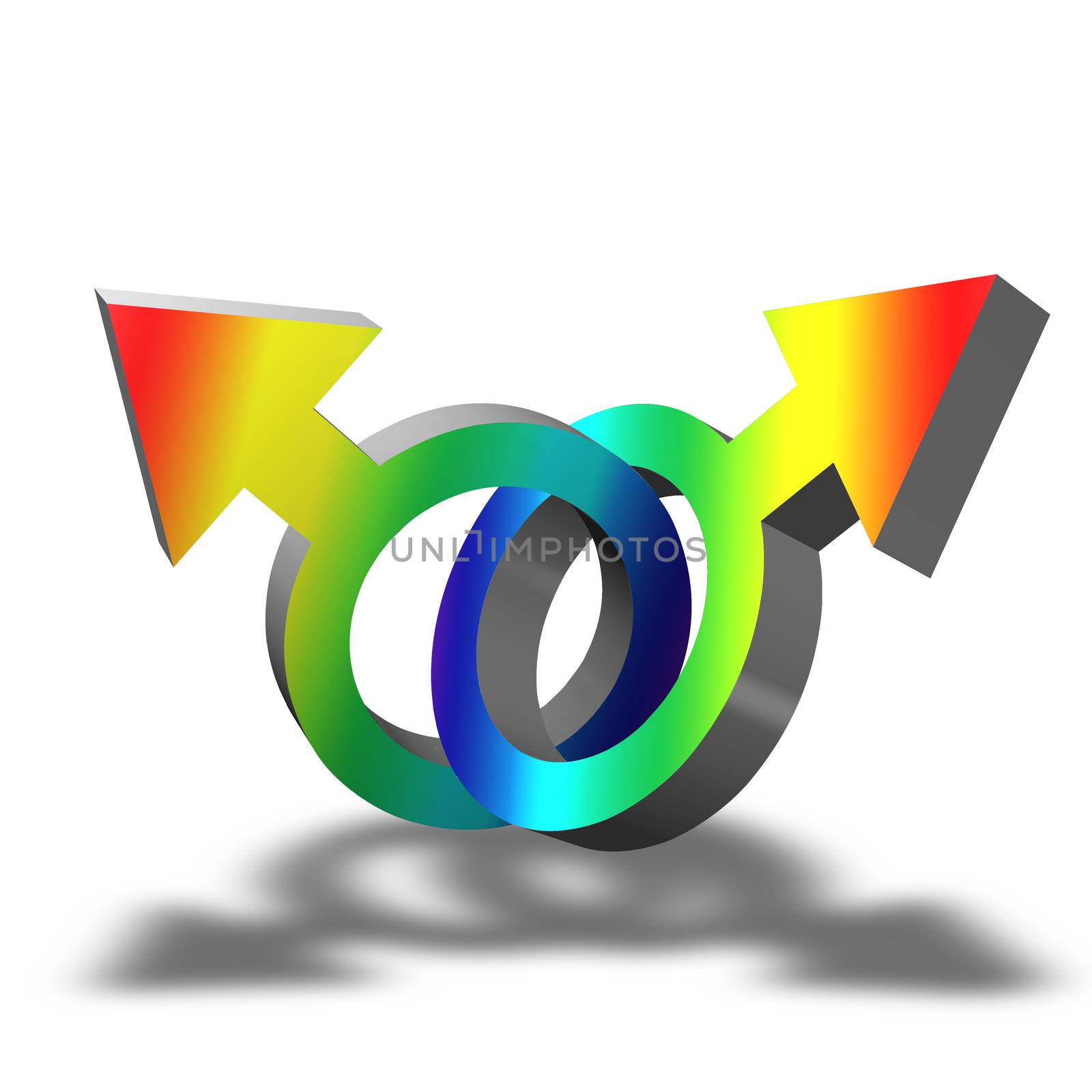 Illustration of a gay symbol with rainbow colors on white background