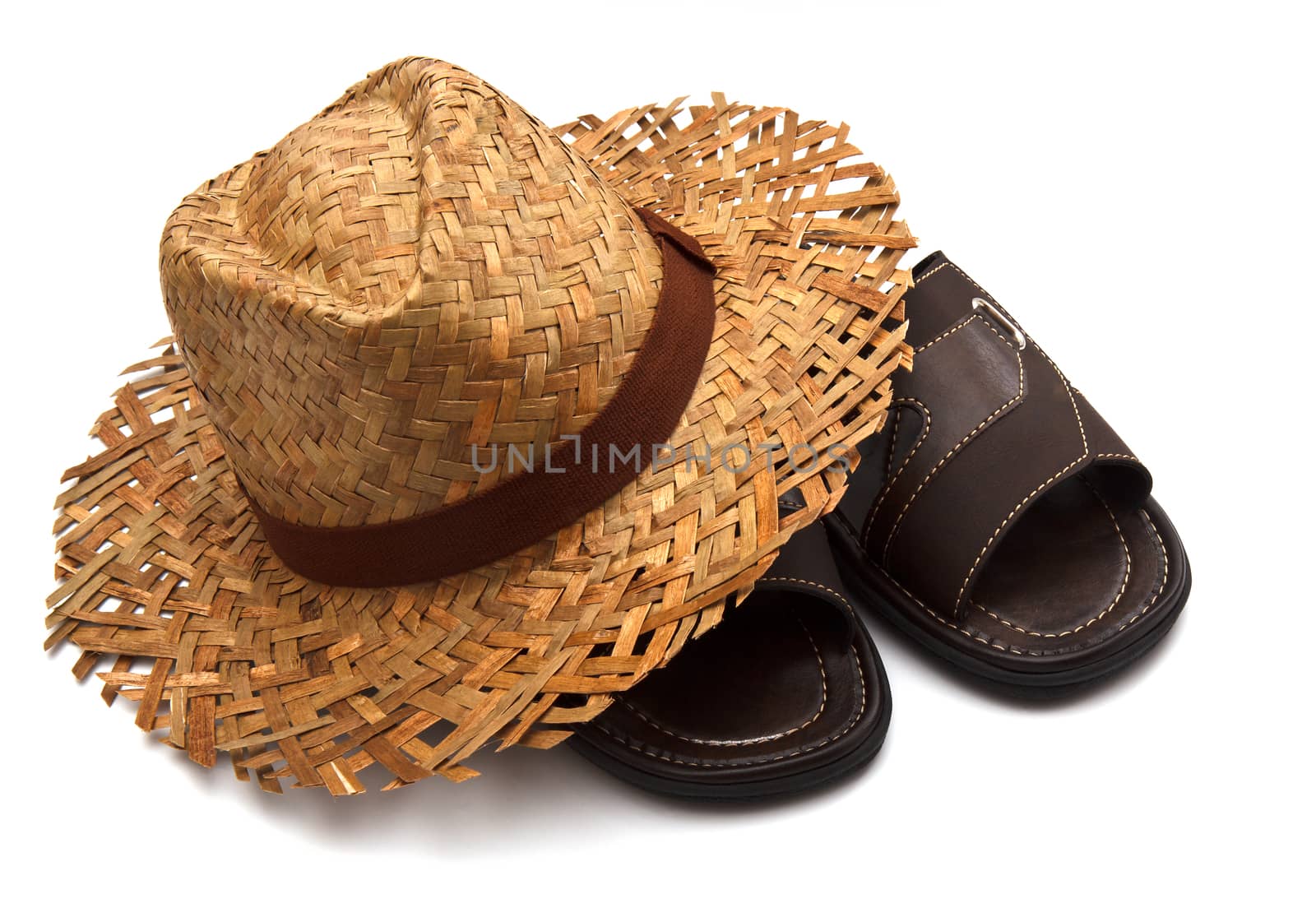 men's Sandals and hat