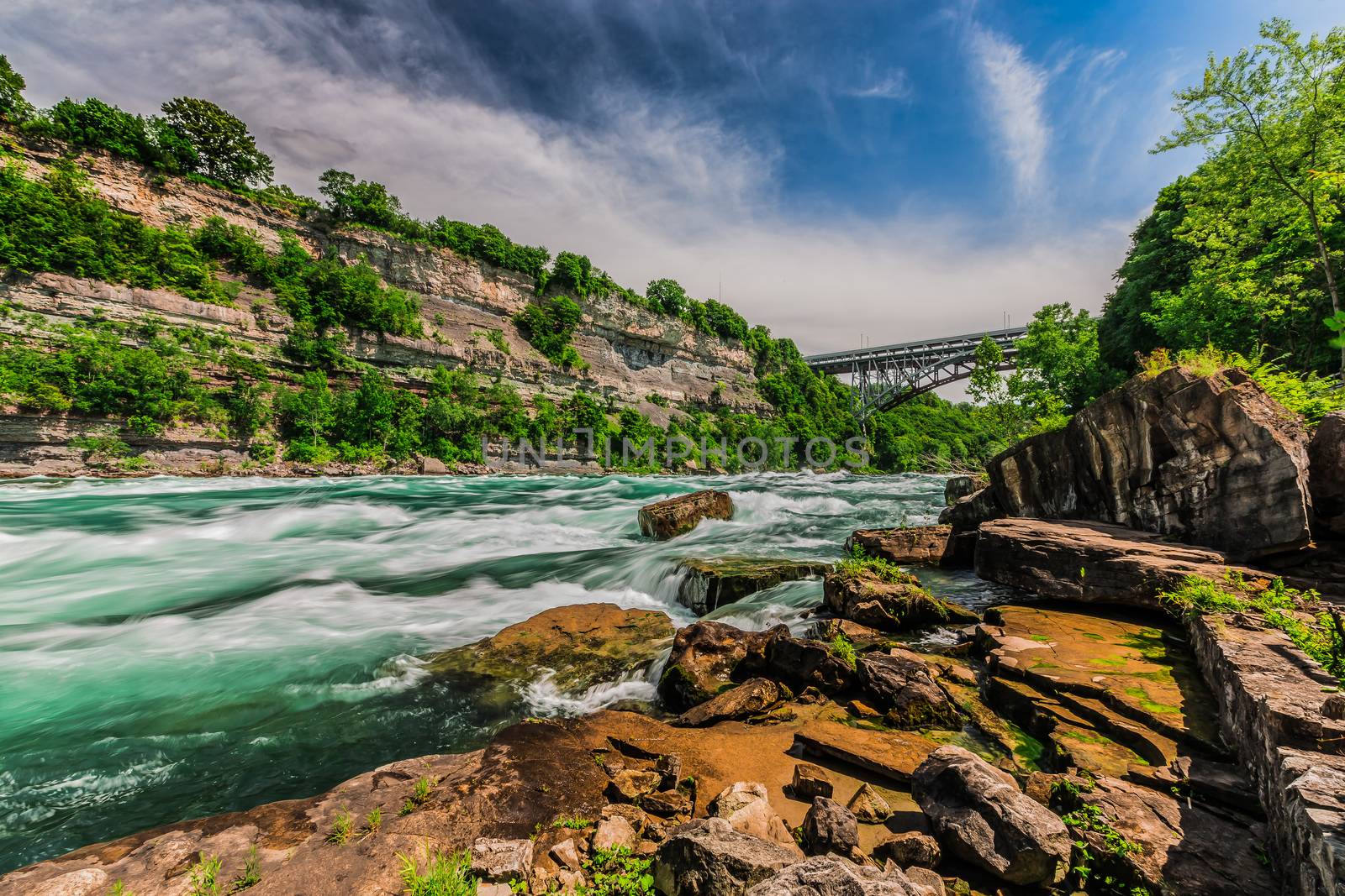 An amazing view of the Niagara river on a sunny beautiful day. Ontario, Canada.