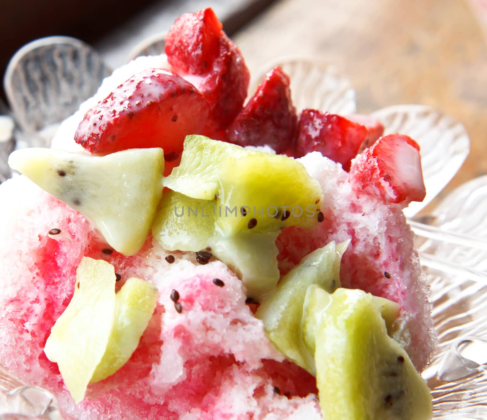 delicious cold dessert with fruits
