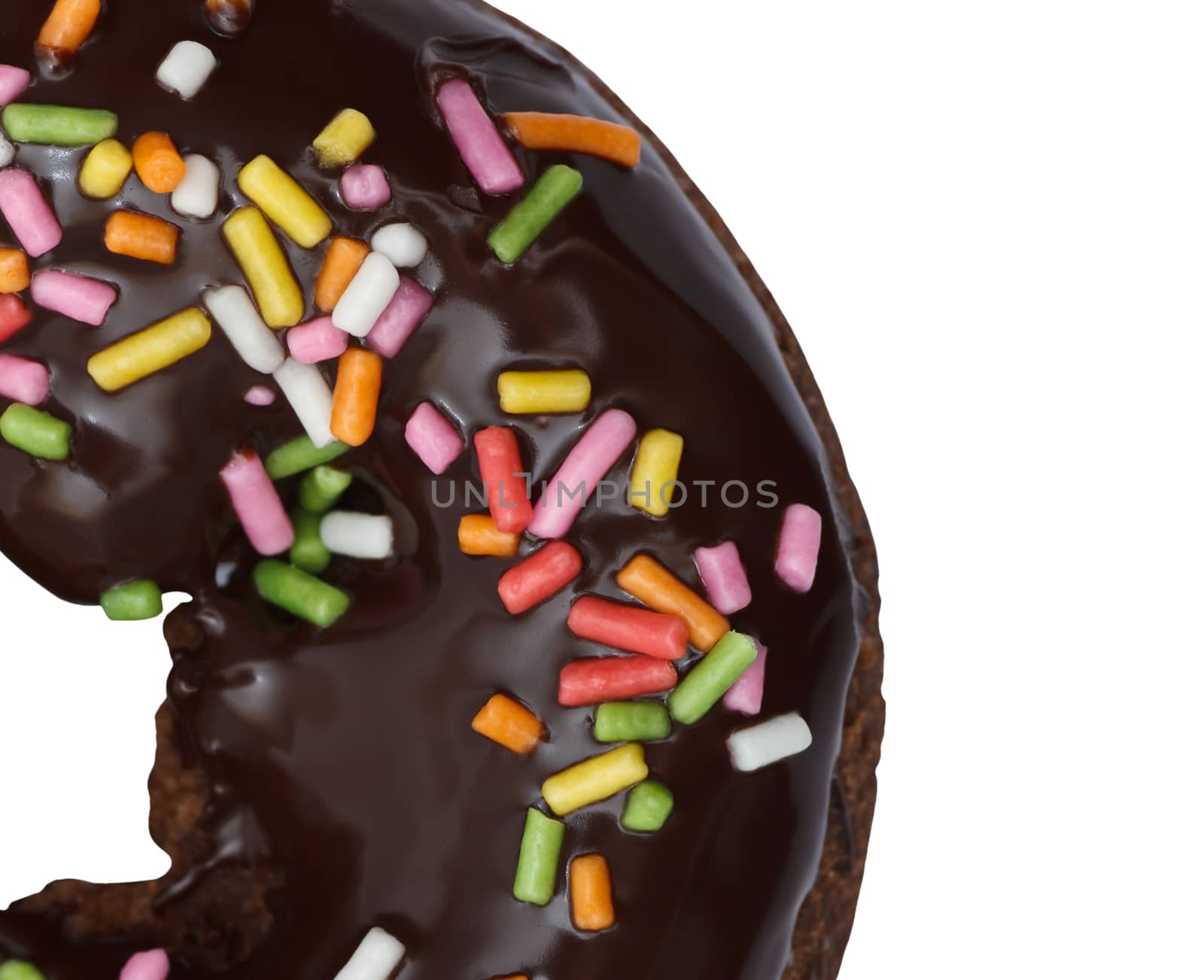 Chocolate Donut with Sprinkles Isolated on a White Background