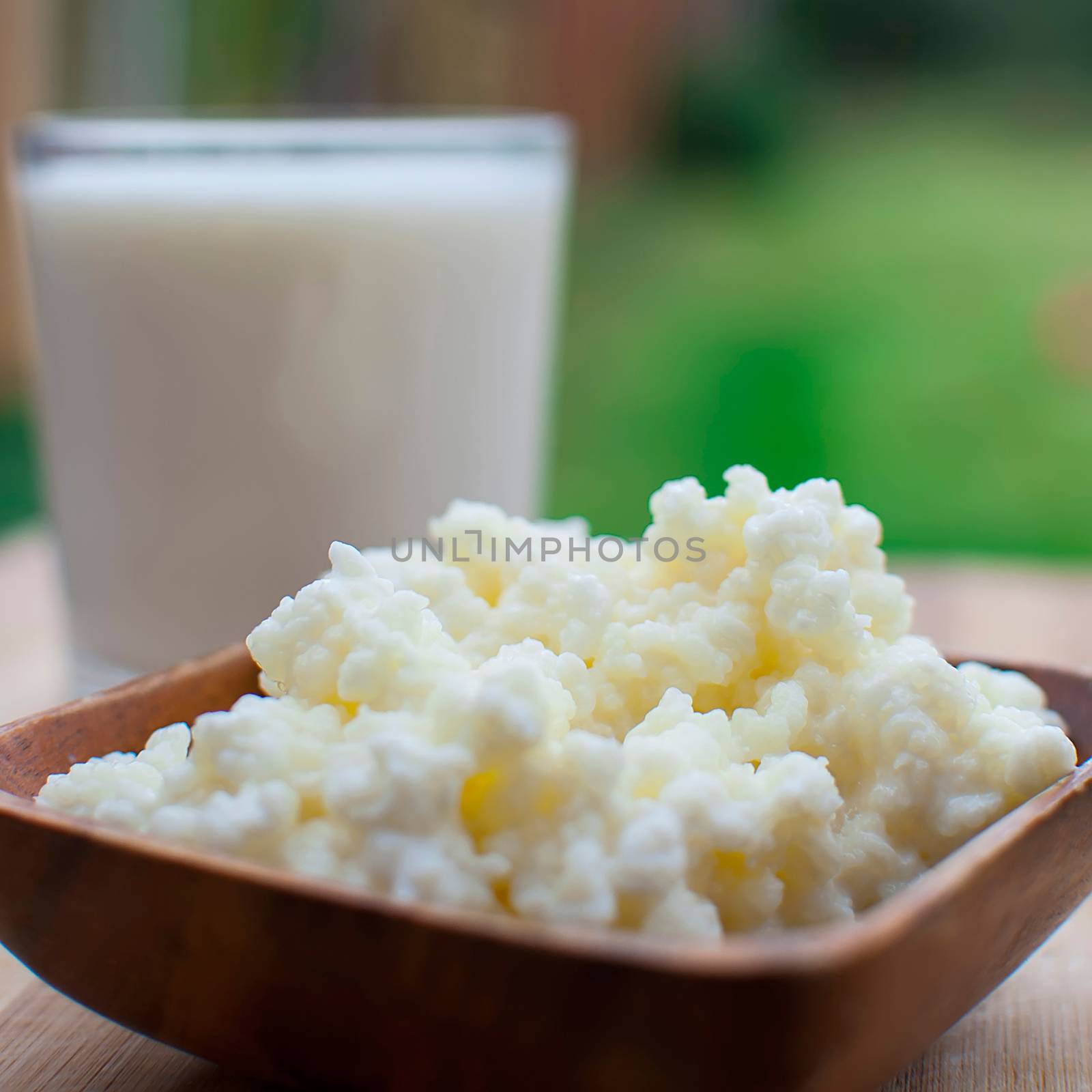 probiotic kefir drink made of milk and tibetan mushroom grains
