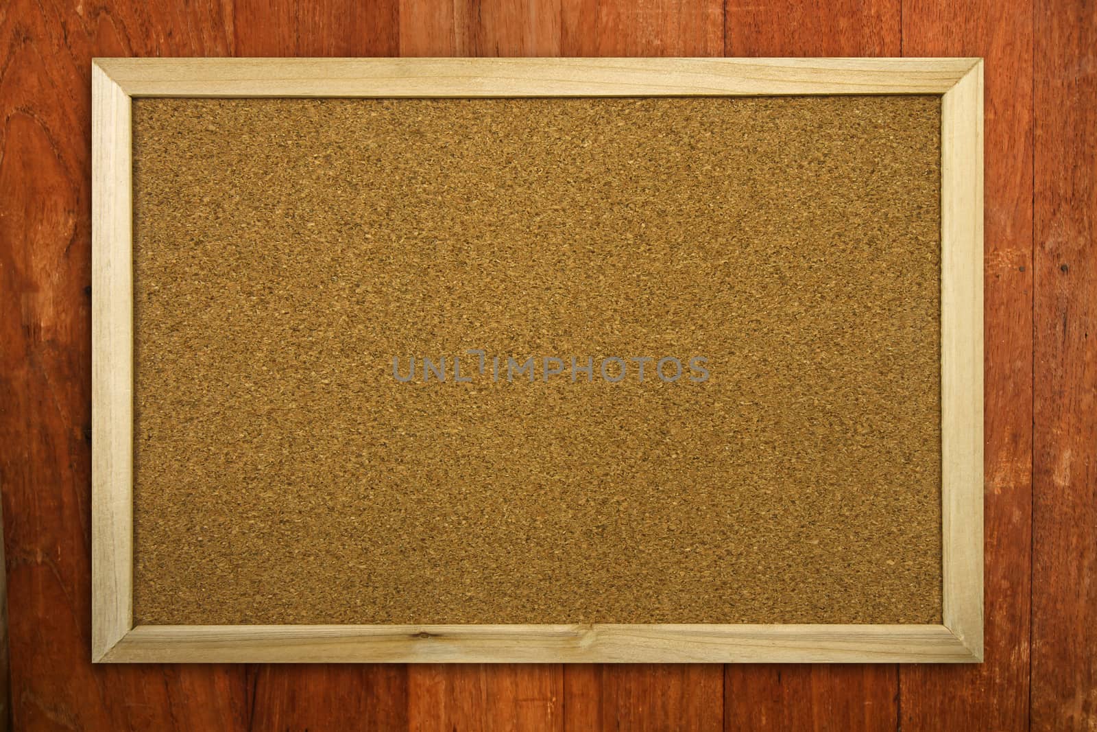 Blank Memo Cork Board on wood