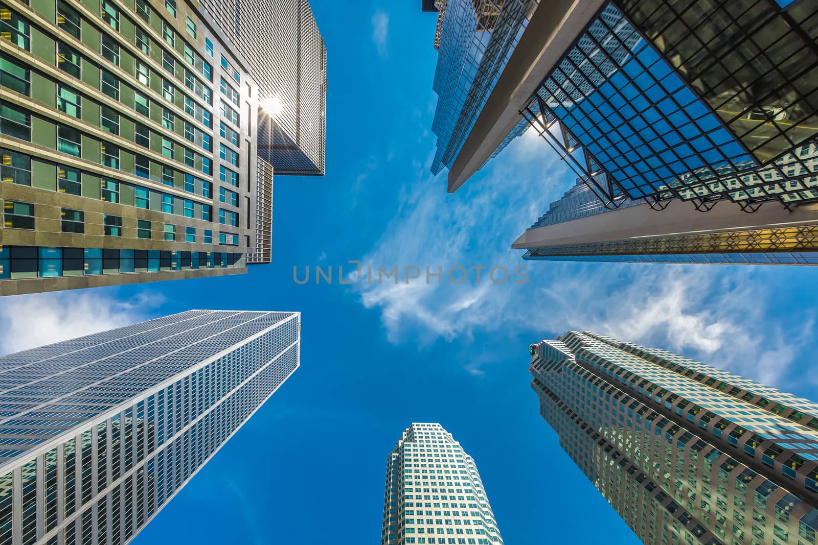 Vertical view of skyscrapers in downtown by petkolophoto