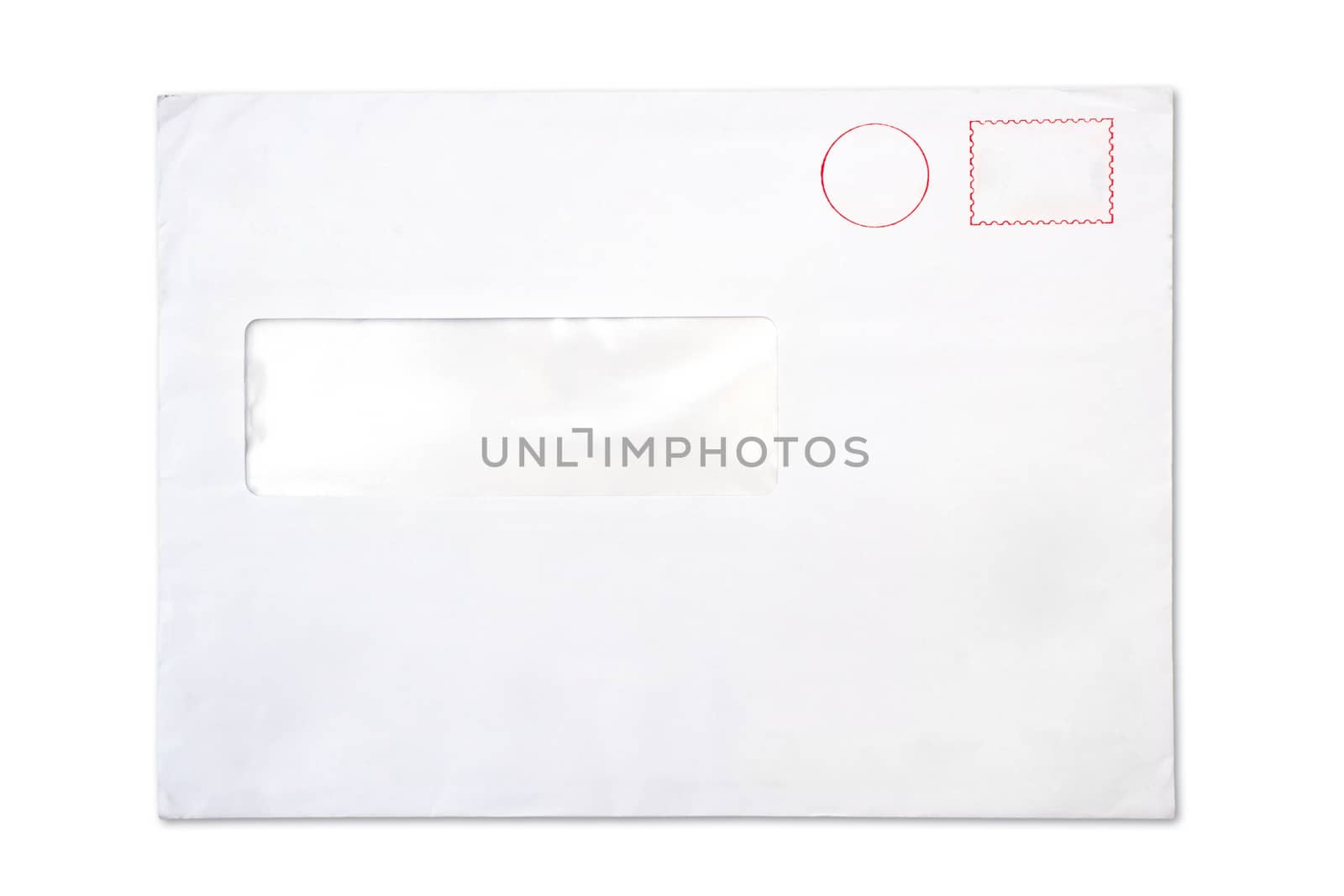 empty blank Envelope with a window, isolated on white