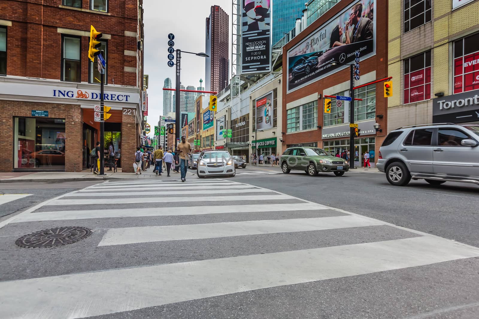 The downtown of Toronto city in a cloudy day, Ontario, Canada.