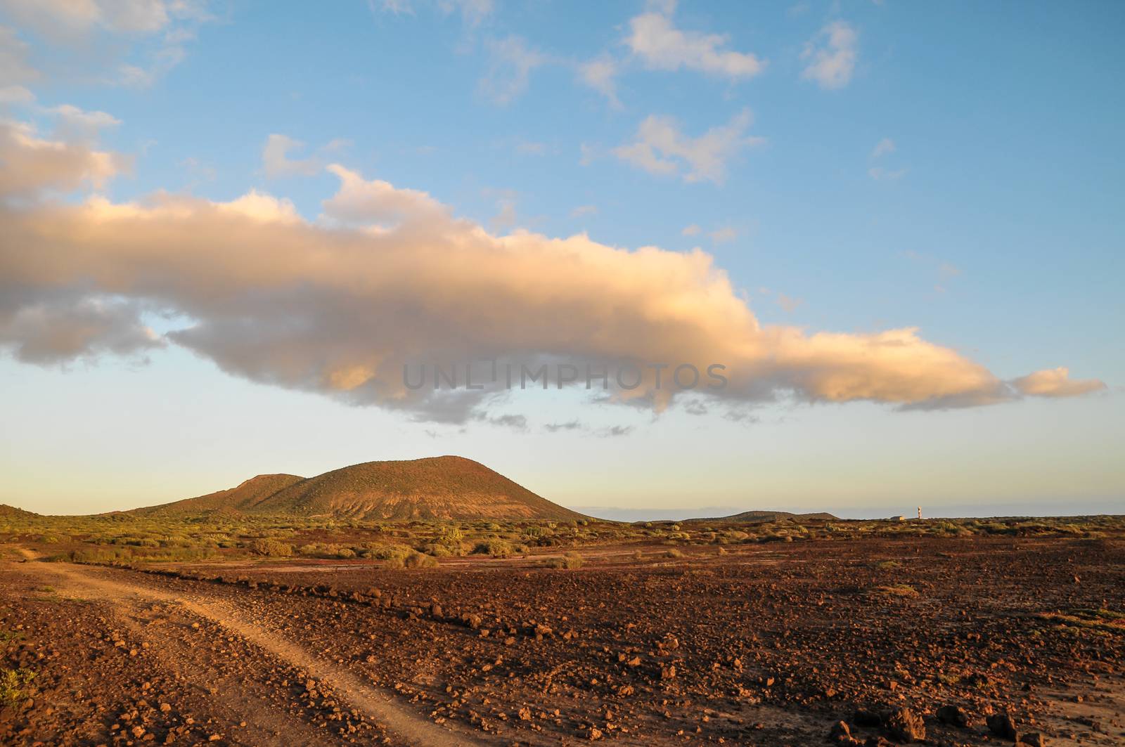 Dirt Road through the Desert in Tenerife Island Spain