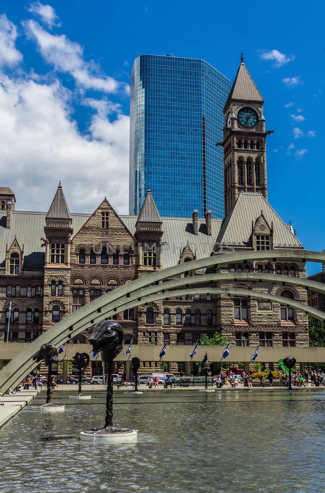 A fountain in downtown Toronto city, Ontario, Canada.