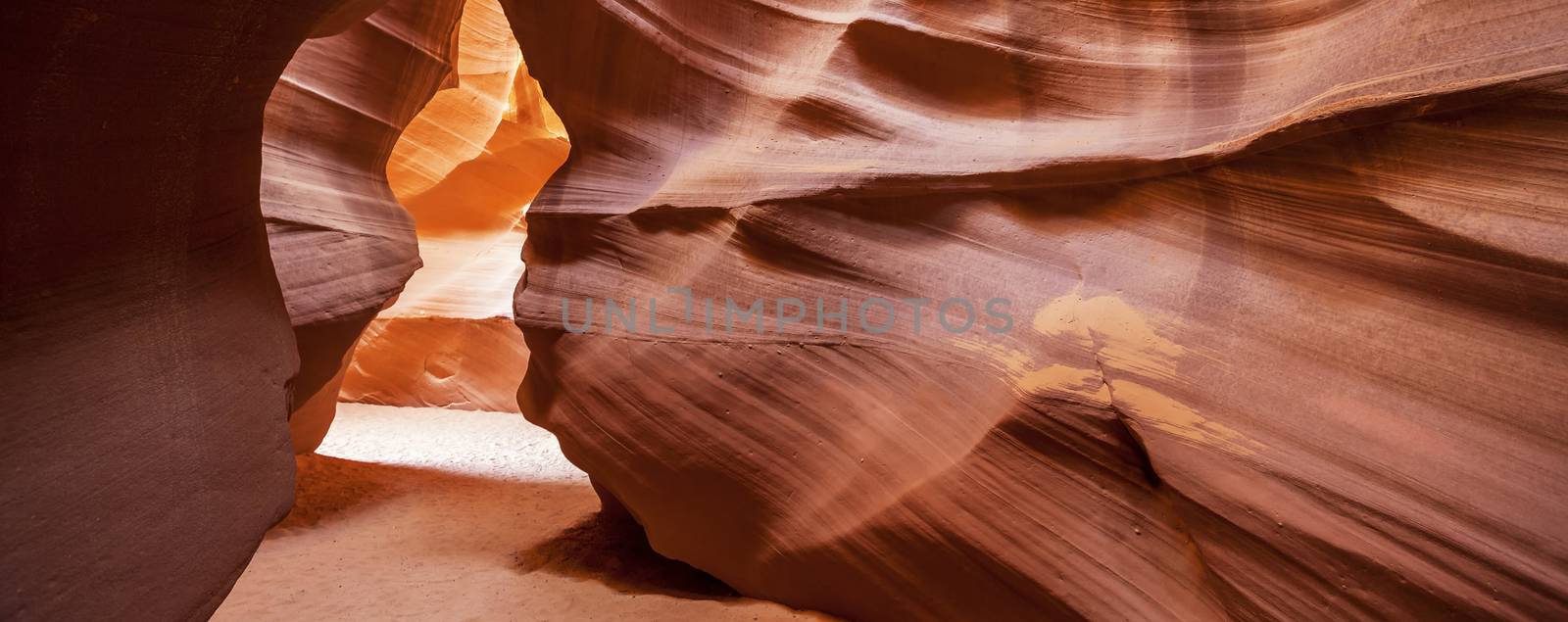 Panoramic view of the famous Antelope Canyon, Page, Arizona, USA 