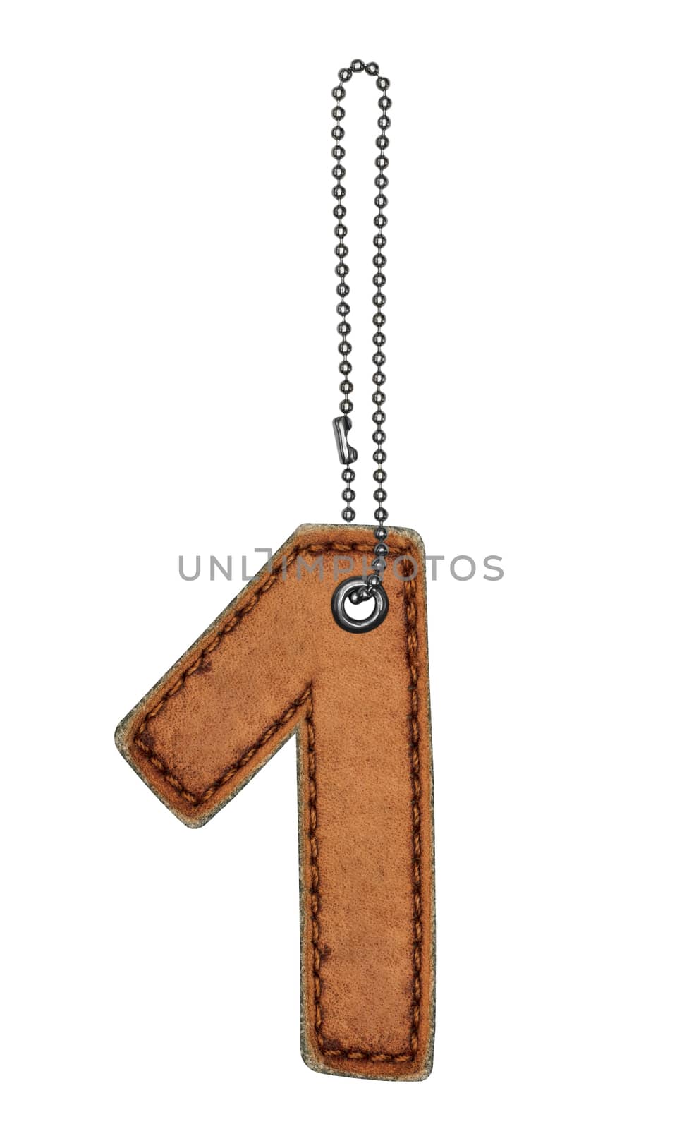 Leather alphabet with chain isolated on white
