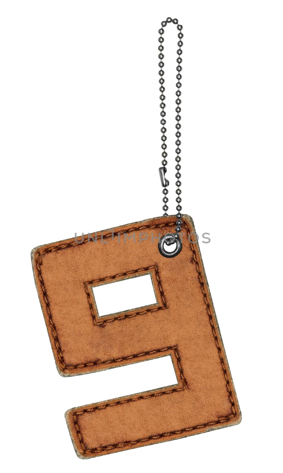 Leather alphabet with chain isolated on white