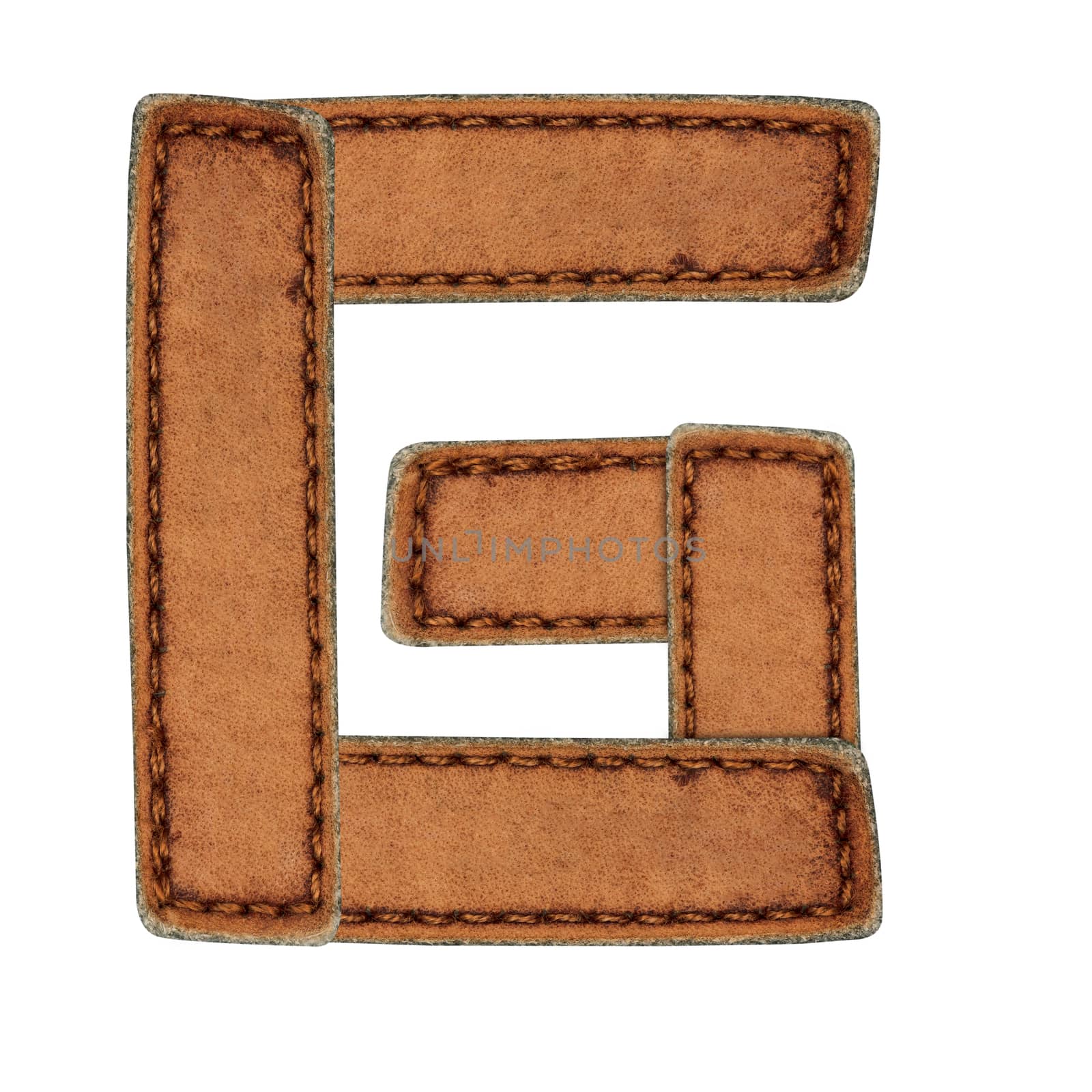 Leather alphabet isolate on white