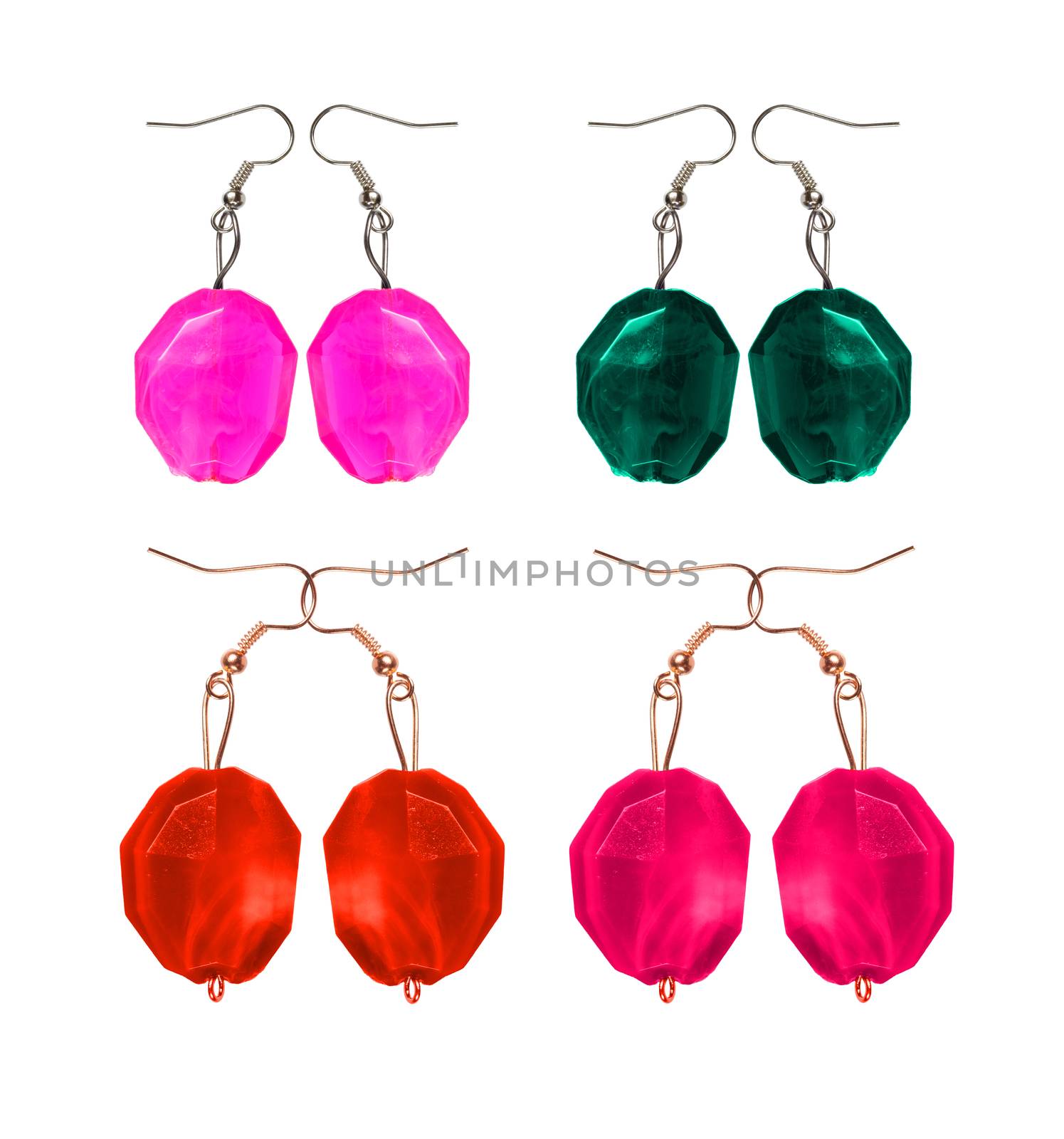 Earrings made of glass on a white background. imitation pearl  by AleksandrN