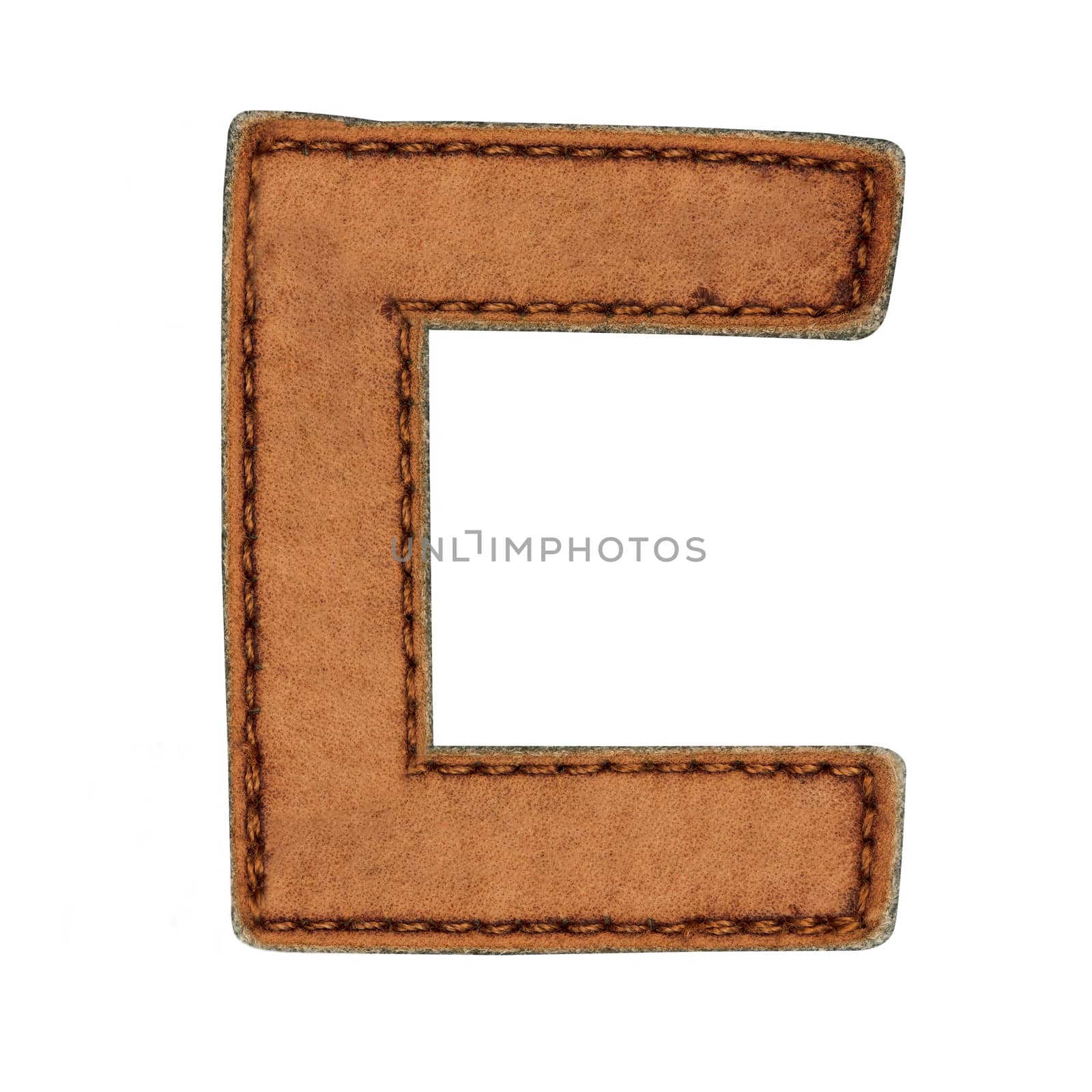 Leather alphabet isolate on white